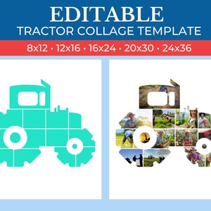 editable collage frame in the shape of Tractor canva