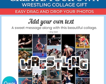 Wrestling Gift Collage Template | Editable Collage for Wrestling Fans Gifts | Collage for Wrestling Team | Canva Custom Wrestling Collage