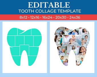 Dentist Gift |  Picture Collage Tooth Template | GridArt | Image Collage | Pic Stitch | Photo Collage Frame | Photo Grid