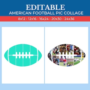 Benutzerdefinierte American Football Bildcollage - Personalisierte Fotocollage | Leinwand Collage | Canva Vorlage | Ziehe Fotos in Canva