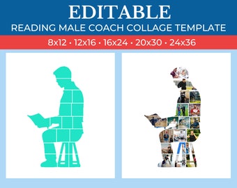 Picture Collage Reading Coach Design | GridArt Canva | Image Collage | Pic Stitch | Reading Coach Collage | Coach Design | Male Gift