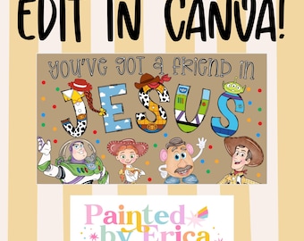 Modèle de bannière « Ami en Jésus » pour la fête d'Halloween, modifiable sur Canva, téléchargement numérique instantané