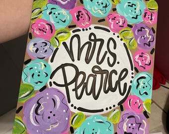 Personalized Hand-Painted Floral Clipboard, Teacher Appreciation Gift