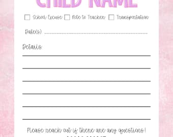Personalized School Excuse Notes | Teacher Communication, Transportation Updates