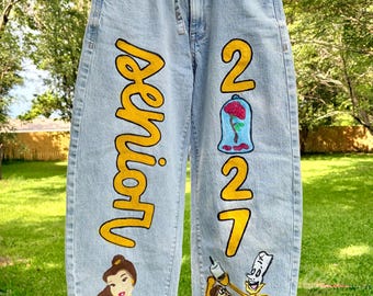Custom Hand-Painted Denim Jeans | Personalized School Spirit, Senior, Graduation Designs