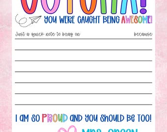 Personalized Teacher Notes | Gotcha! Recognition Award, 40 Sheets