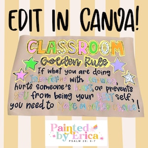 BANNER TEMPLATE Golden Rule Classroom Banner, Editable in Canva, PBIS  Decor