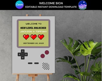 Retro Video Game Wedding Welcome Sign: Editable Template (Digital Download)
