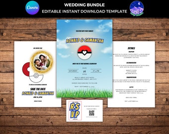 Gamer Wedding Invitation Template: Manga Anime Theme (Digital Download)