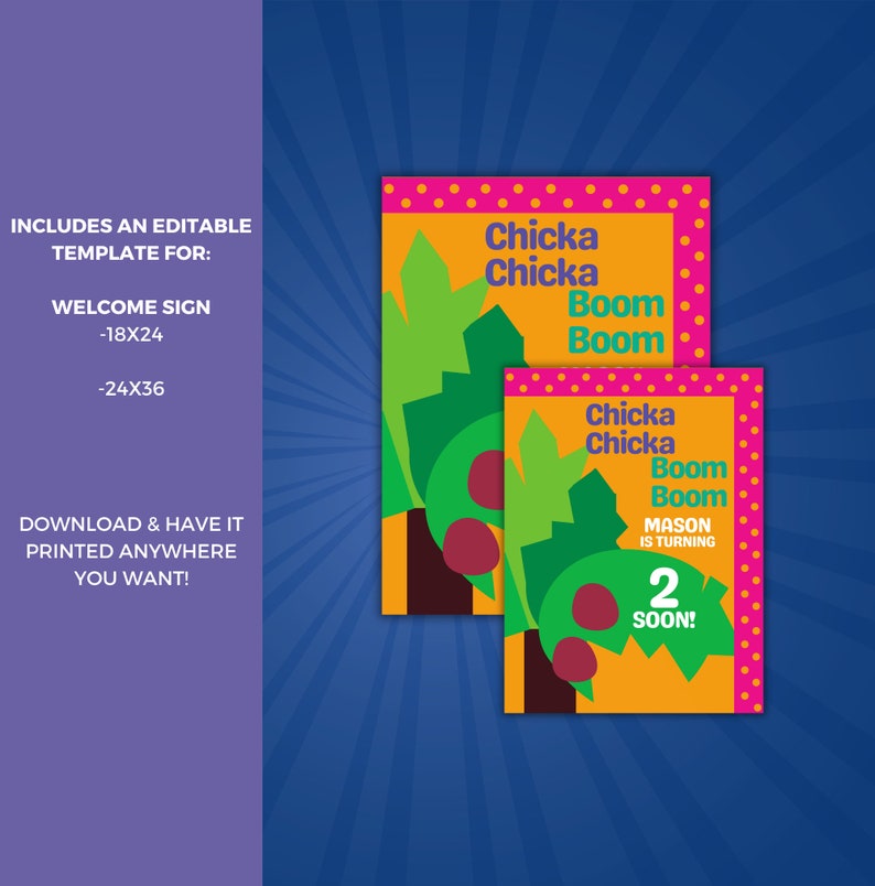 Chicka Chicka Boom Boom Welcome Sign, Storybook Welcome Sign, Book Baby ...