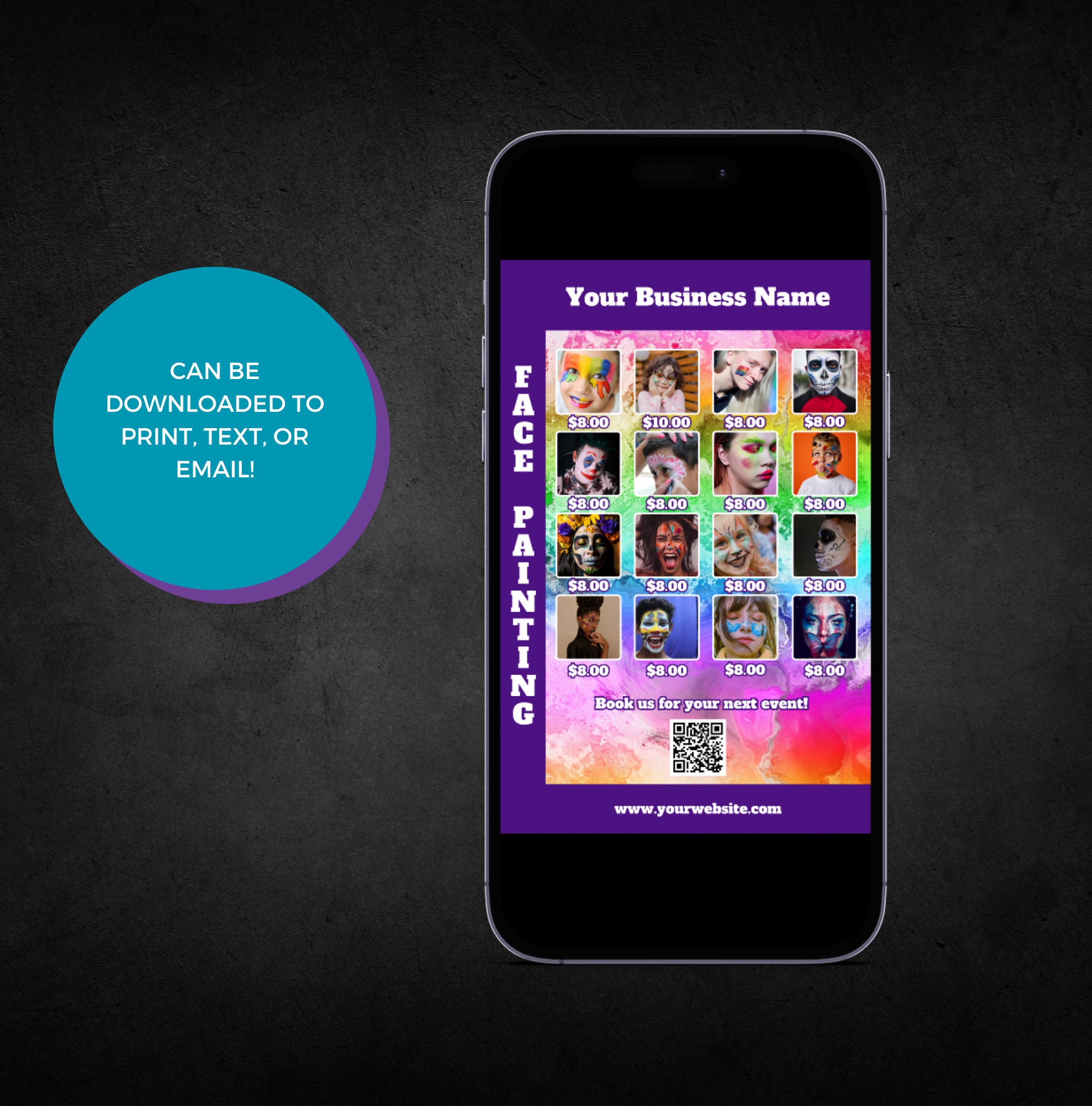 Face Painting Sign, Face Painting Sign Template, Face Painter Price