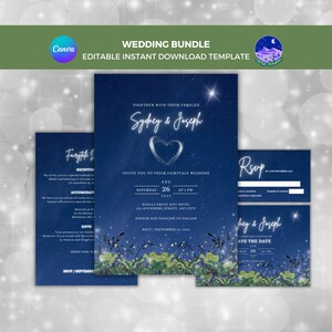 Convite de casamento da princesa sapo, convite da floresta encantada, convite de casamento do vaga-lume, tema de casamento no jardim, convite de casamento no céu noturno