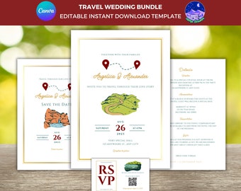 National Park Wedding Invitation and Save the Date: Travel, Nature, Map (Template)
