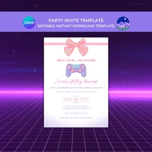 Gamer Bridal Shower, Video Game Wedding Invite, Nerdy Wedding Invitation, Retro Video Game Invite, Geek Wedding Template, Cosplay Wedding