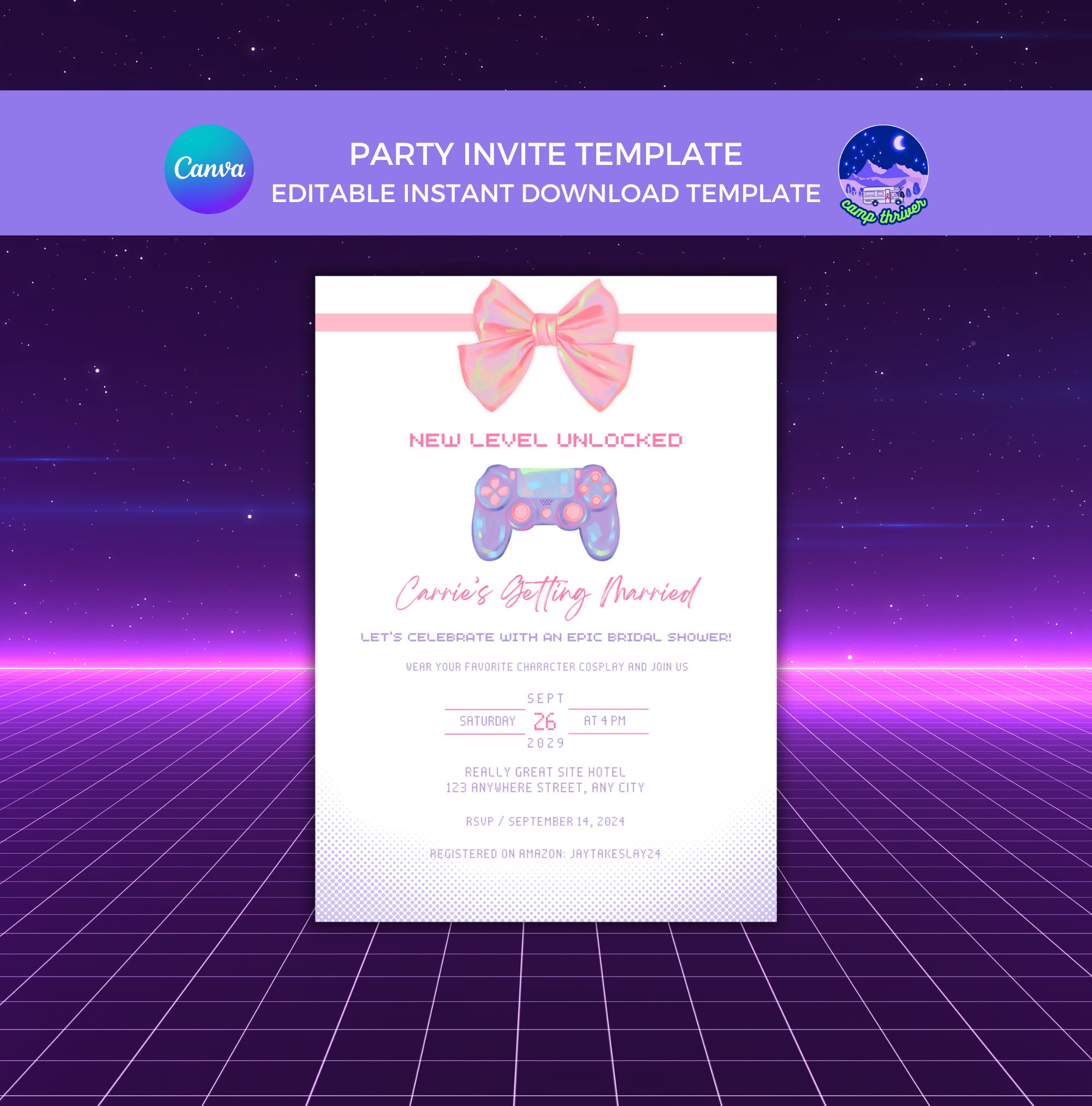 Video Game Bridal Shower Invitation: Nerdy Cosplay Wedding (digital ...