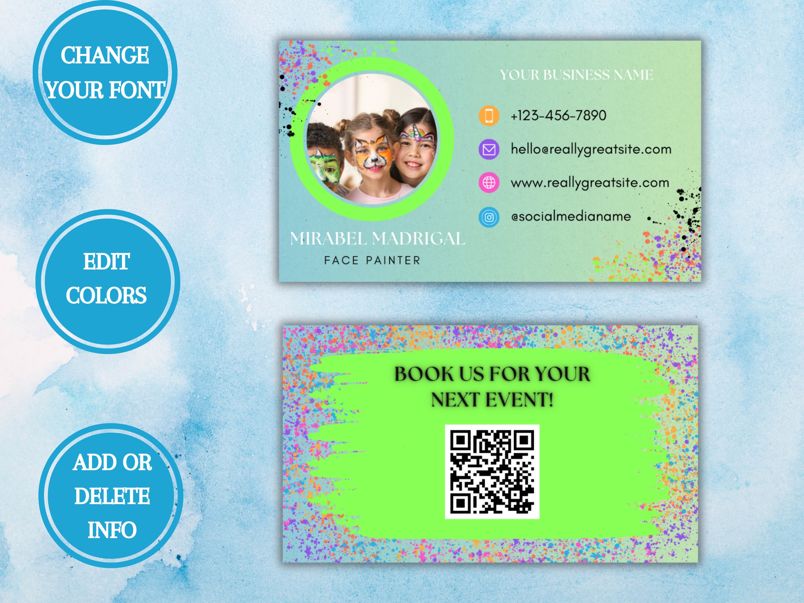 Face Paint Business Card Face Painting Business Card Face - Etsy