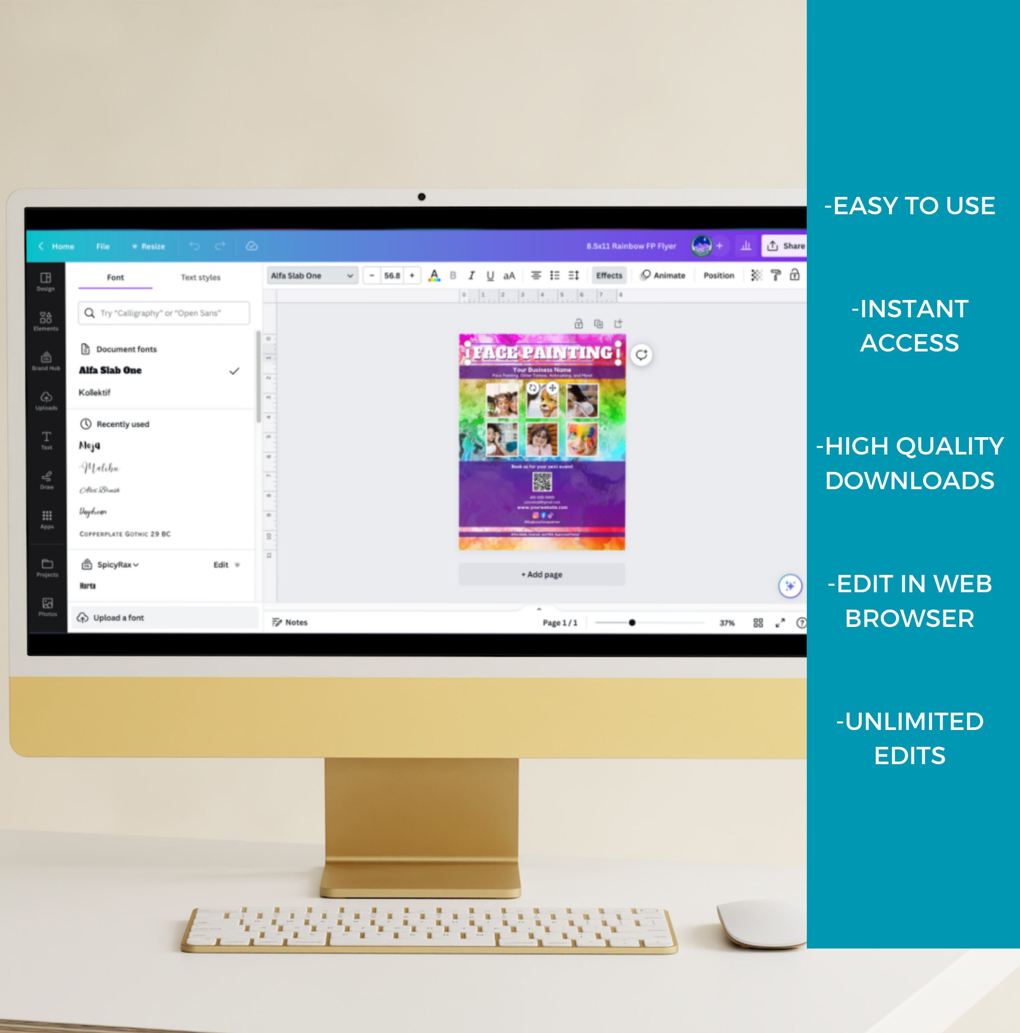 Face Painting Sign, Face Painting Sign Template, Face Painter Price