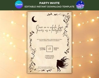 Fairy Bridal Shower Invite, Fairy Bridal Shower Invitation, Fairy Wedding Invite, Vintage Fairy Invite, Garden Fairy Invite, Faerie Invite