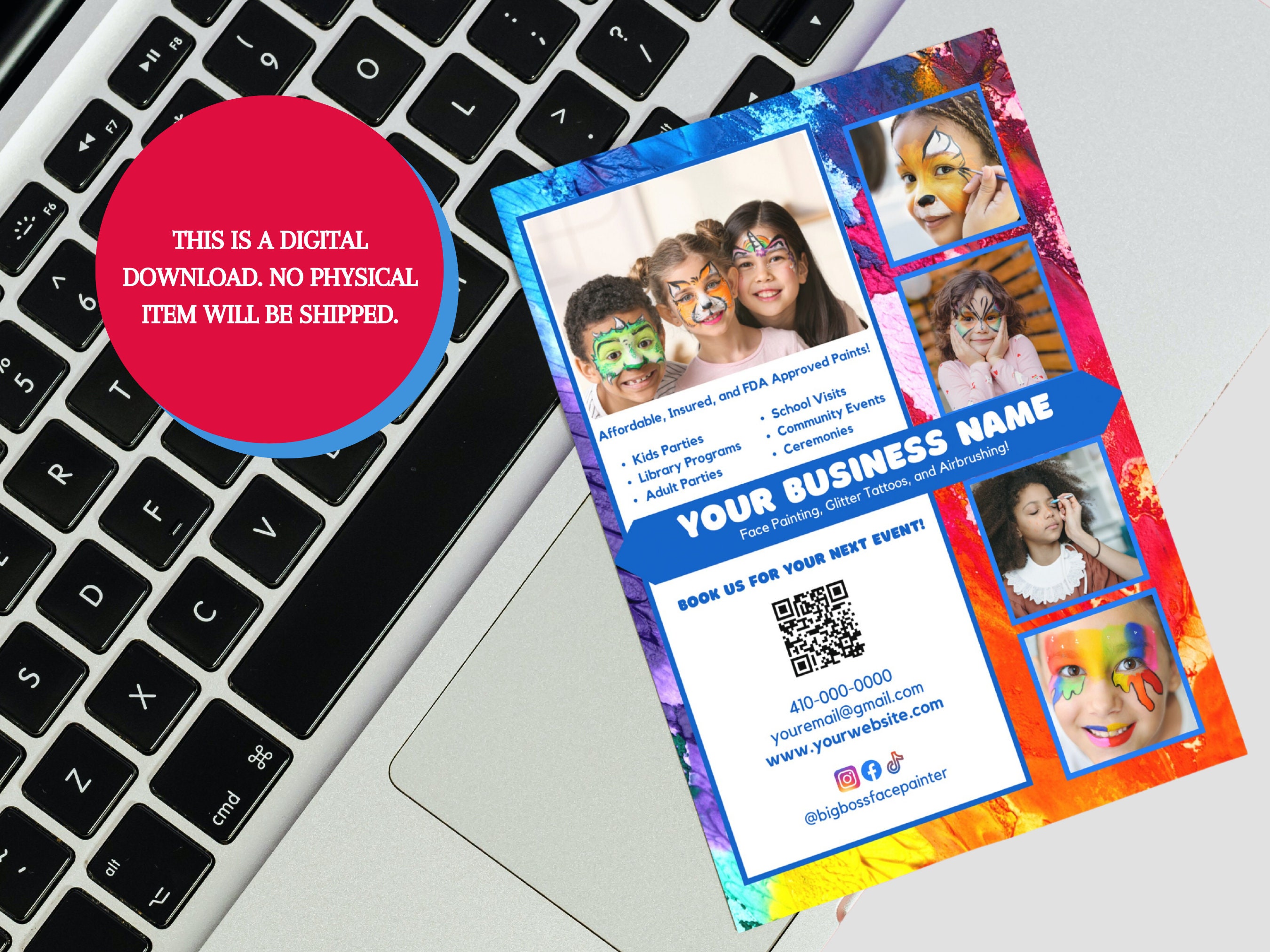 Face Painting Flyer, Face Painting Sign, Face Paint Flyer Template