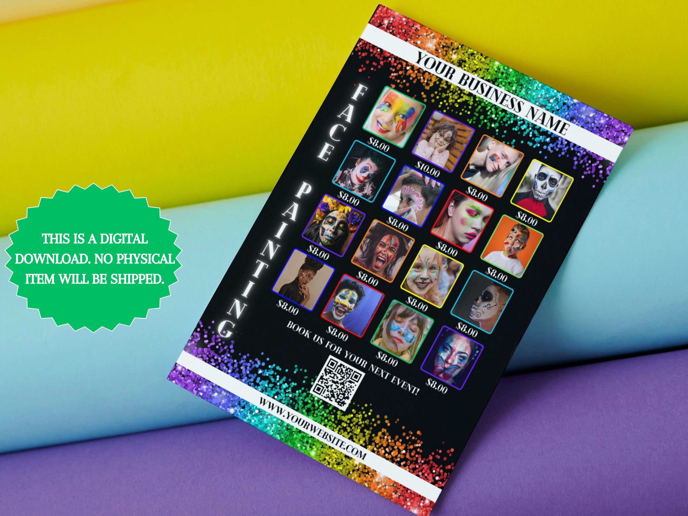 Face Painting Sign, Face Painting Sign Template, Face Painter Price