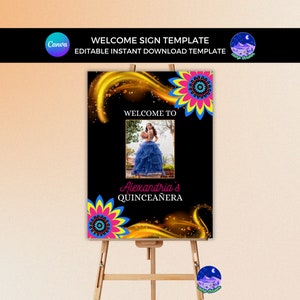 Letrero de fiesta del Día de Muertos, Quinceañera del Día de Muertos, Quinceañera neón, Invitación gótica para dulces 16, Letrero de bienvenida para dulces dieciséis de Halloween