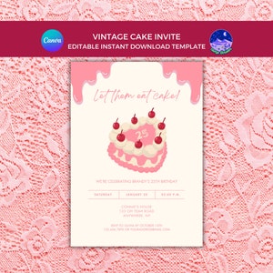 Lassen Sie sie essen Kuchen einladen, Vintage Kuchen einladen, High Tea einladen, Erwachsene Tee-Party, Retro-Kuchen einladen, Marie Antoinette einladen, 1800er Jahre einladen