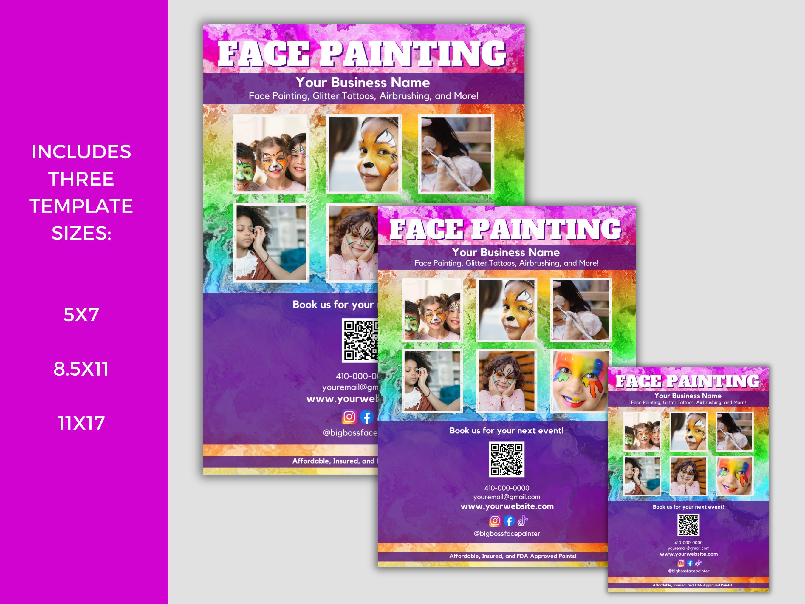 Face Painting Flyer, Face Painting Sign, Face Paint Flyer Template