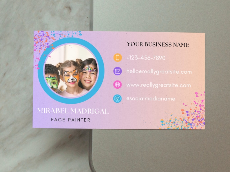 Face Paint Business Card Face Painting Business Card Face Etsy