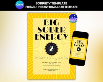 Sobriety Party Invite, Sober Party Invitation, One Year Sober Invite, Sober Celebration Invite, Soberversary Invite, Sober Anniversary
