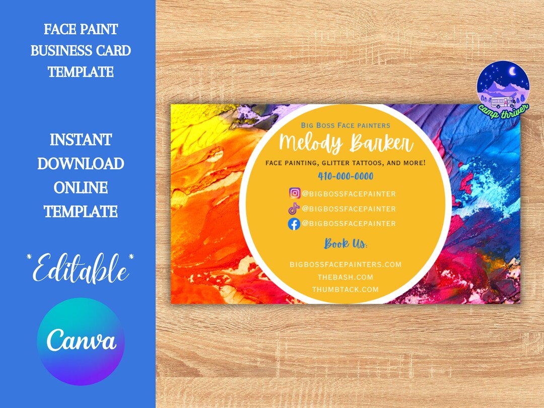 Face Painter Business Card Face Painting Business Card Face Etsy