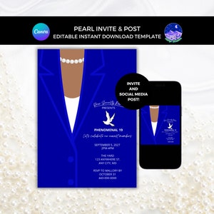 Royal Blue Sorority Invite: Crossing, Probate, Rush Week (Digital Download Template)