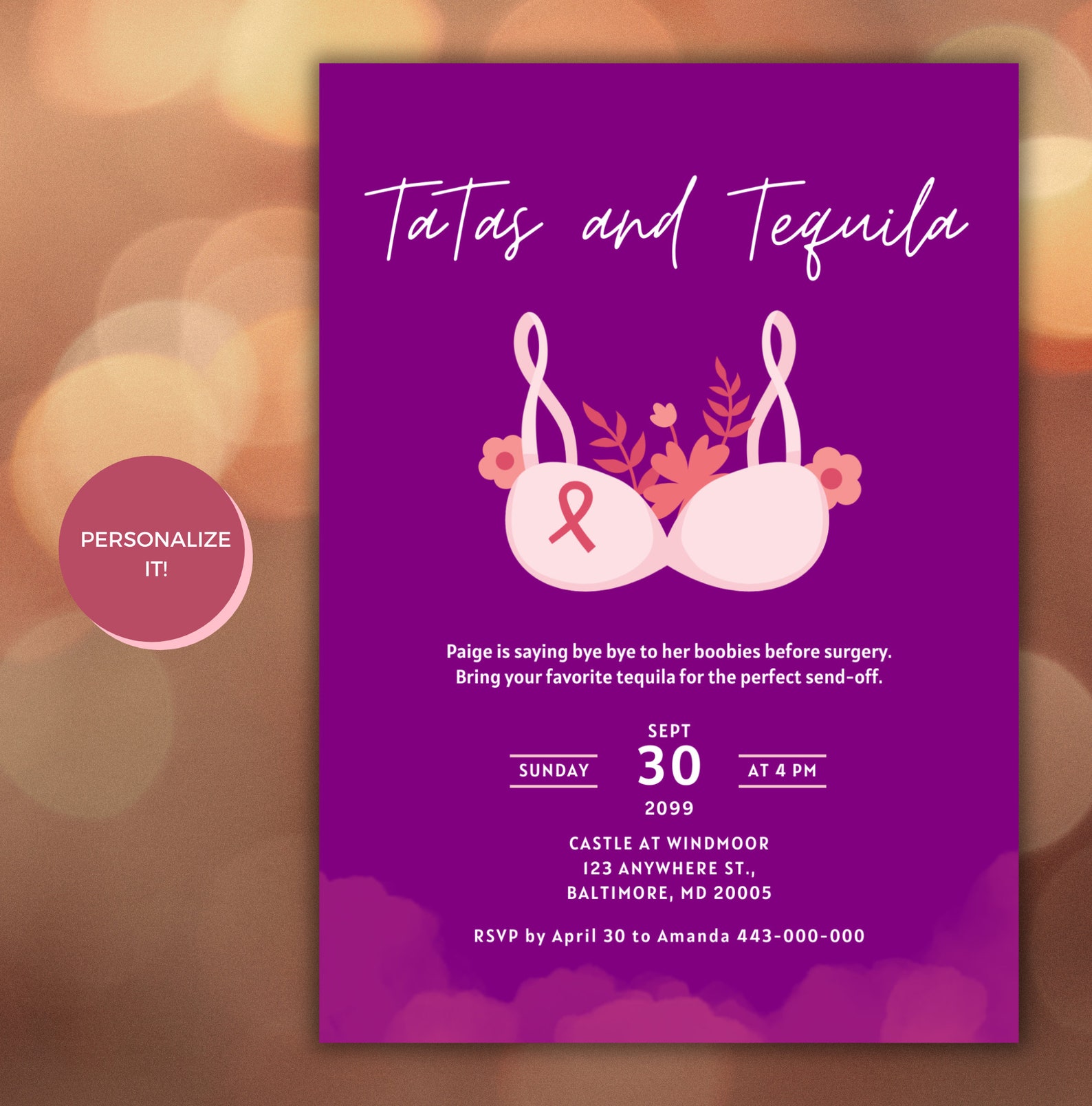 Breast Cancer Invitation Breast Cancer Survivor Party Breast Etsy breast-cancer-invitation-breast-cancer-survivor-party-breast-etsy