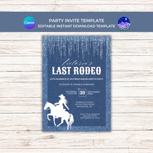 Ultimo invito al rodeo, addio al nubilato al rodeo, festa in denim e diamanti, invito alla festa di Cowboy Carter, invito a Hoedown, addio al nubilato western