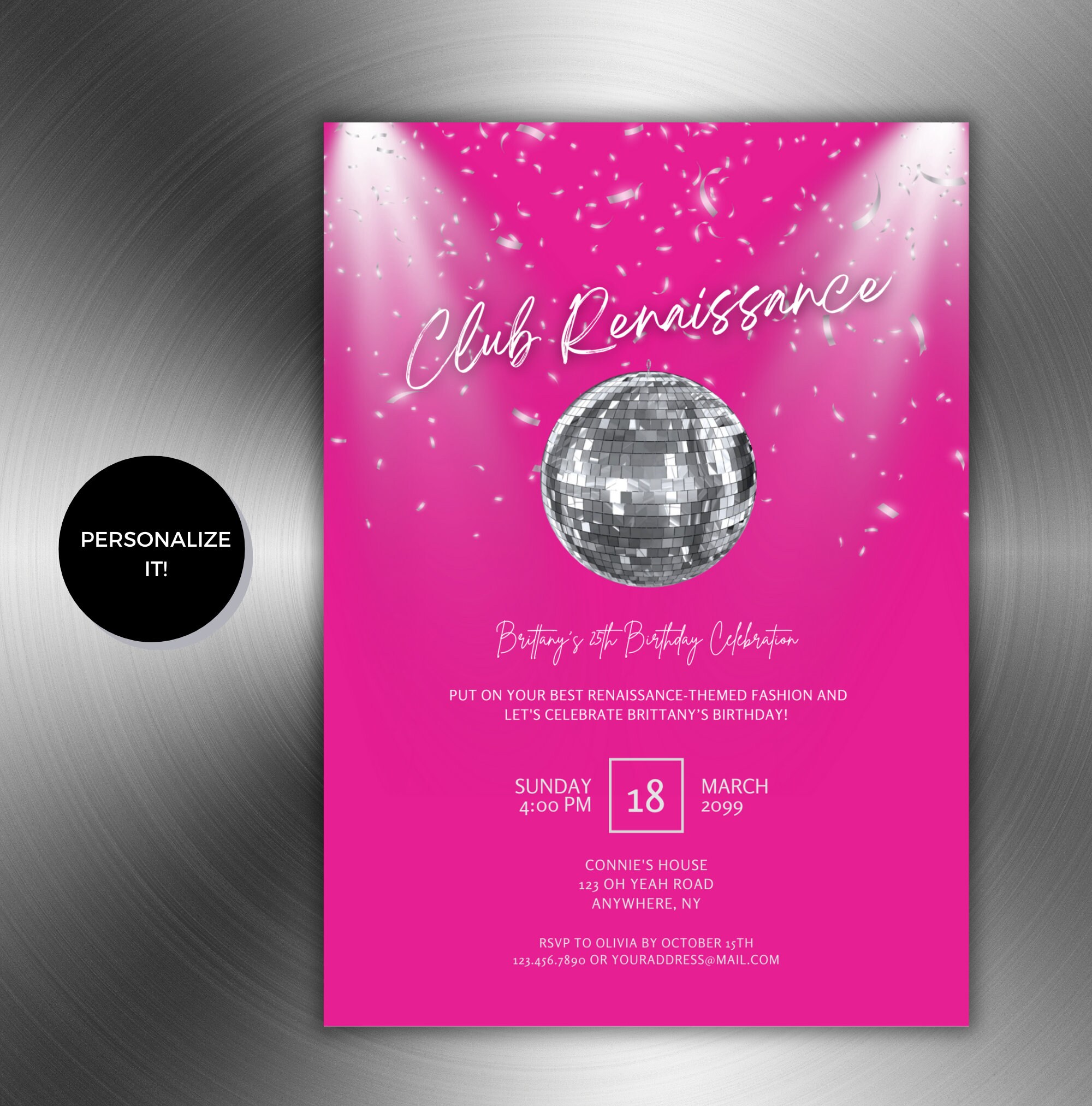 Renaissance Birthday Invitation: Disco Rodeo Party (digital Download ...