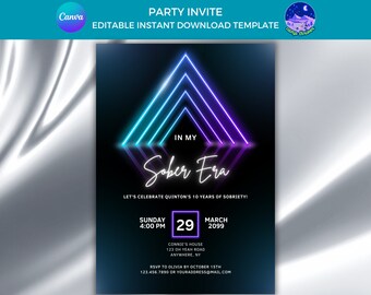Sober Party Invitation, Sobriety Party Invite, One Year Sober Invite, Sober Celebration Invite, Soberversary Invitation, Sober Anniversary