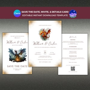 Gamer Wedding Invite, Nerdy Wedding Invitation, Video Game Wedding Invitation, Dungeon Dragon Wedding Invitation, Geek Wedding Template, DND