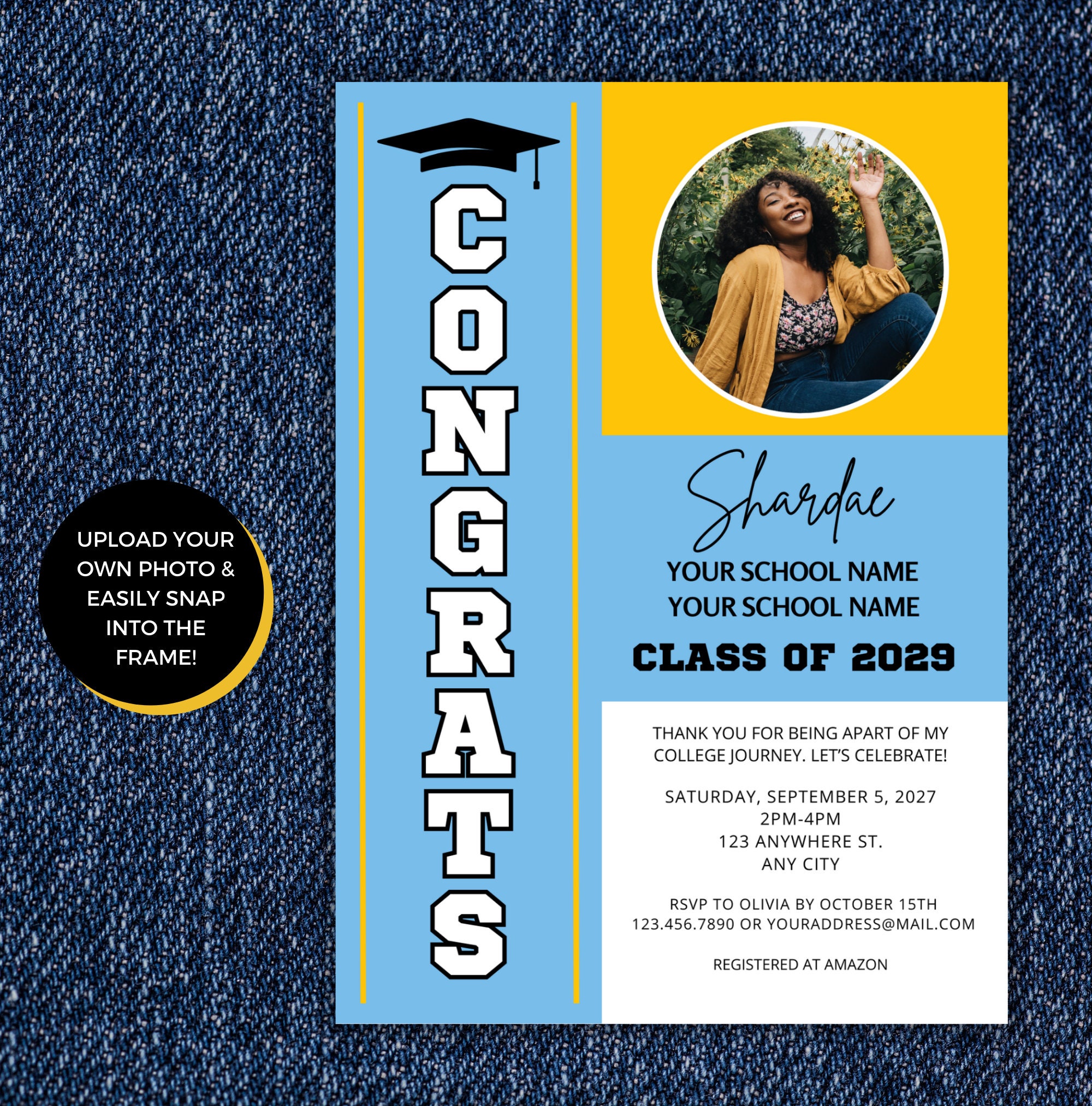 HBCU Graduation Invitation, Blue and Yellow Graduation Invite, Trunk ...