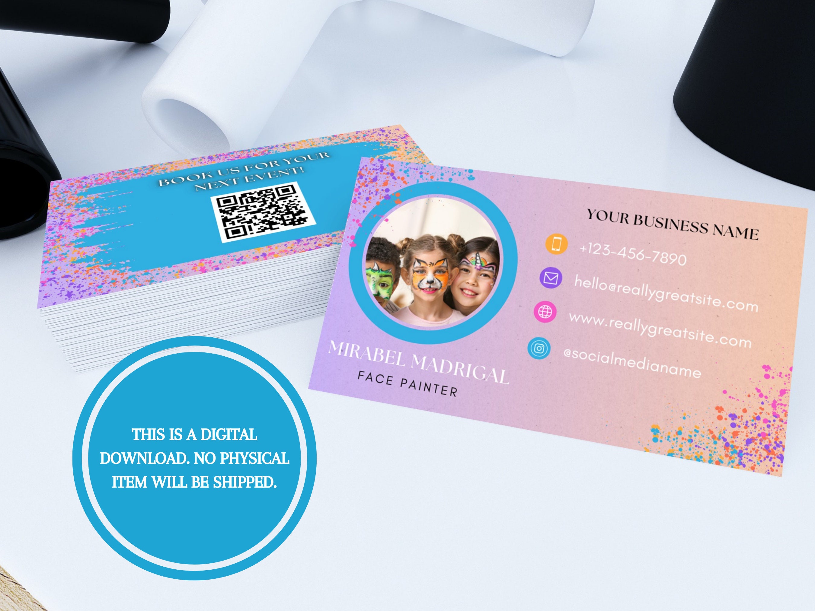 Face Paint Business Card Face Painting Business Card Face Etsy