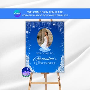 Cinderella Welcome Sign, Glass Slipper Birthday, Quinceanera Decorations, Fairytale Welcome Sign, Editable Entrance Sign Template