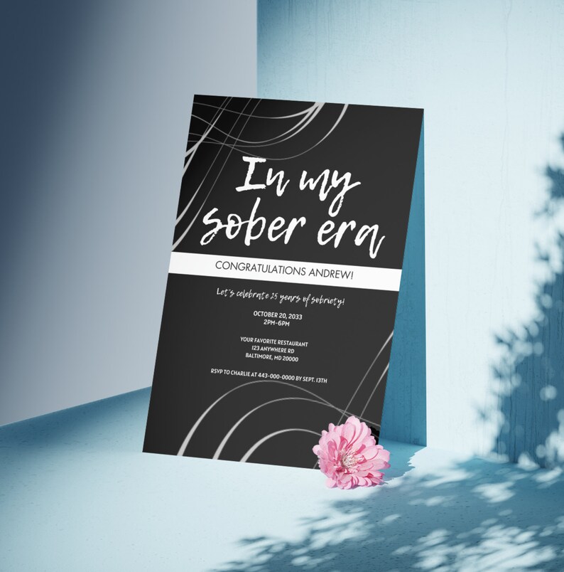 Sobriety Anniversary Party Invitation Template (digital Download) - Etsy