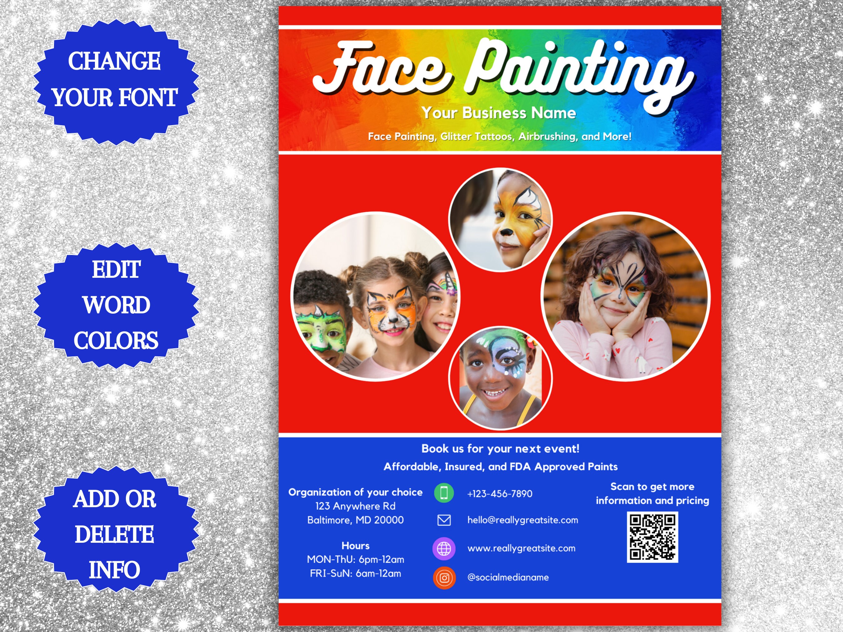 Face Painting Flyer Face Painting Sign Face Paint Flyer Etsy