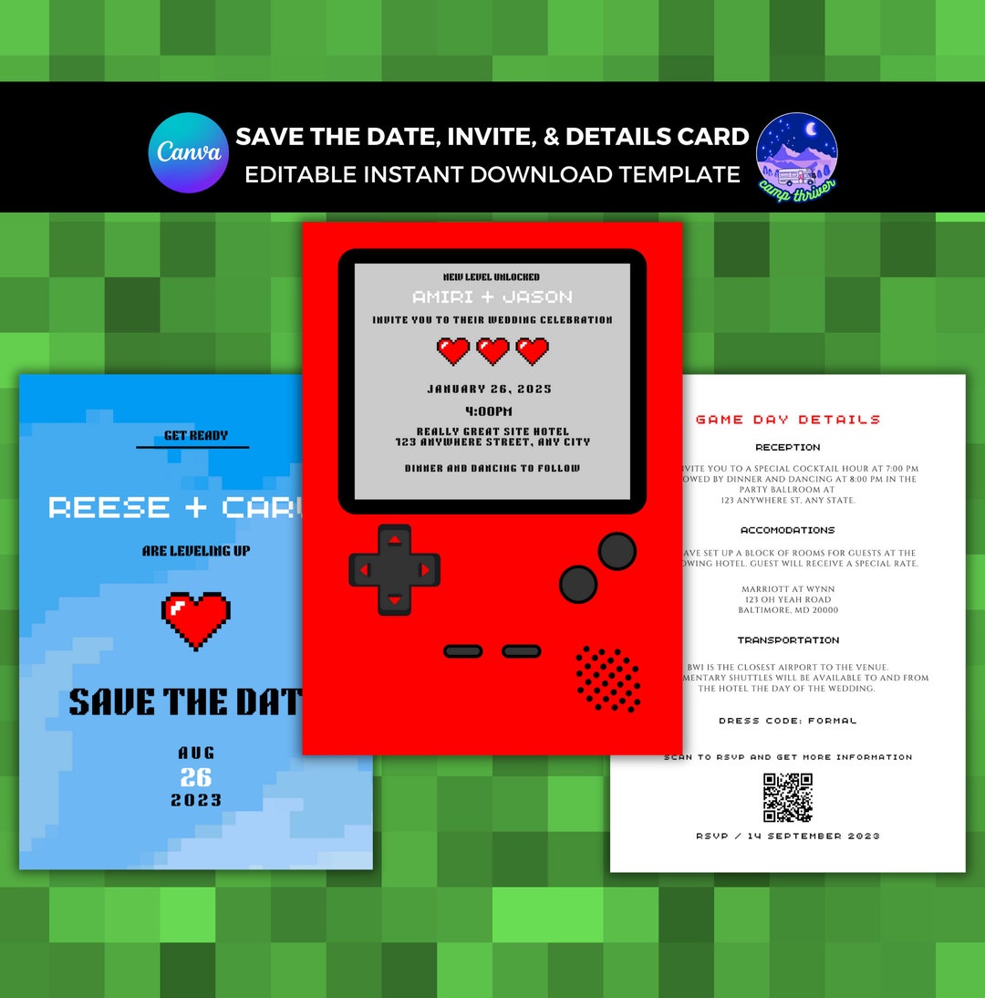 Video Game Wedding Invitation, Gamer Wedding Invitation, Nerdy Wedding