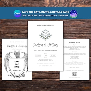 D&D Wedding Invitation, Nerdy Wedding Invitation, Video Game Invitation, Gamer Wedding Invitation, Geek Wedding Invitation Template, Dragon