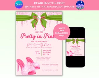 Sorority Event Invitation: Pretty in Pink Alpha Theme (Template)