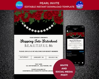 Inbjudan till sorority probate: Mall för Crimson, Cream och Pearls