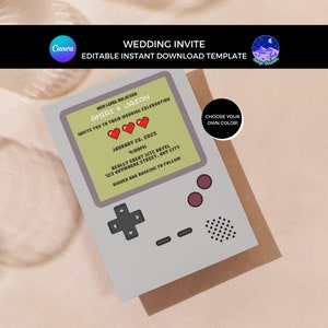 Video Game Wedding Invite, Gamer Wedding Invitation, Nerdy Wedding Invitation, Retro Video Game Invite, Geek Wedding Invitation Template
