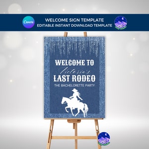 Cartello di benvenuto dell'ultimo Rodeo, cartello di addio al nubilato Rodeo, festa in denim e diamanti, cartello d'ingresso di Cowboy Carter, poster di Hoedown, banner di addio al nubilato