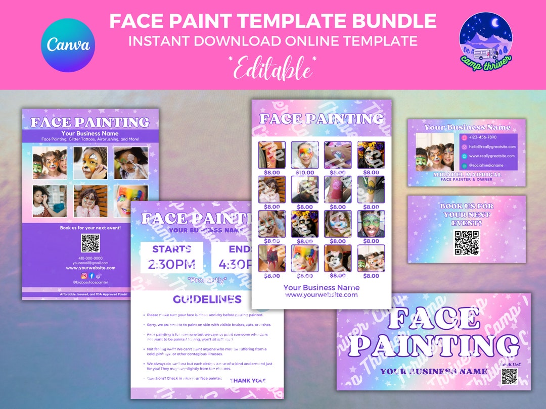 Face Paint Bundle Face Painting Sign Face Paint Sign - Etsy