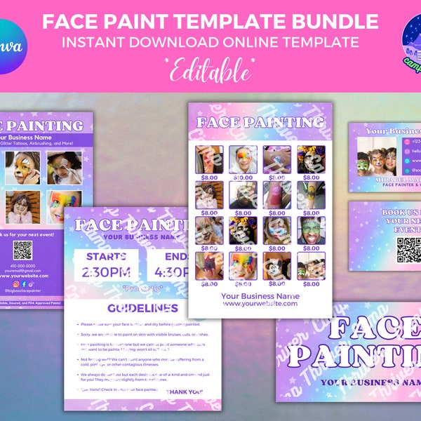 Face Painting Business Cards Template Etsy