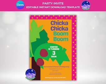 Chicka Chicka Boom Boom Birthday Invitation, Storybook Invite (Digital Download)